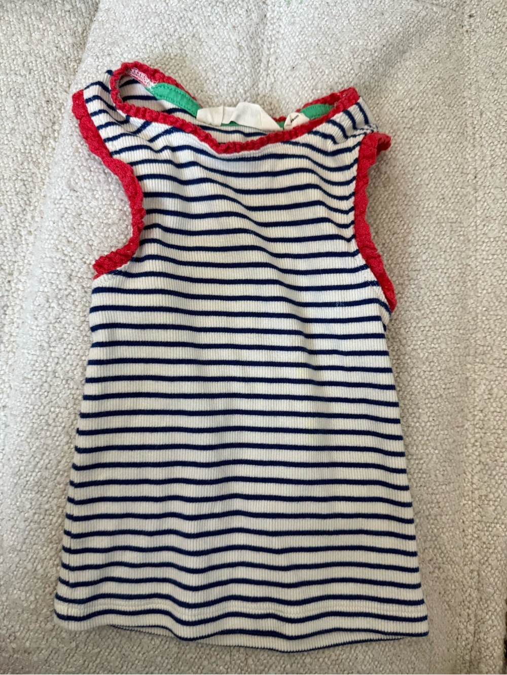 Mini Boden Navy and White Stripe Tank with Red Trim, 2-3Y